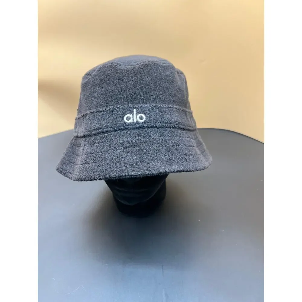 Alo Yoga Terry Beachside Bucket Hats Unisex One Size Black Cotton Outdoor Summer - Picture 2 of 7
